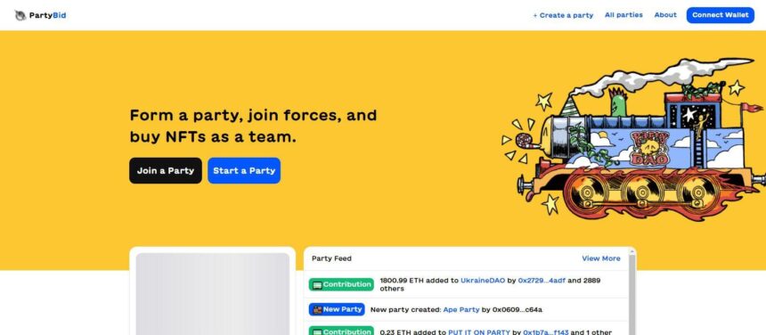 PartyBid Airdrop Review: Now create or join a party to buy an NFT.