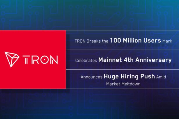 TRON Breaks the 100 Million Users Mark, Celebrates Mainnet 4th Anniversary, and Announces Huge Hiring Push Amid Market Meltdown