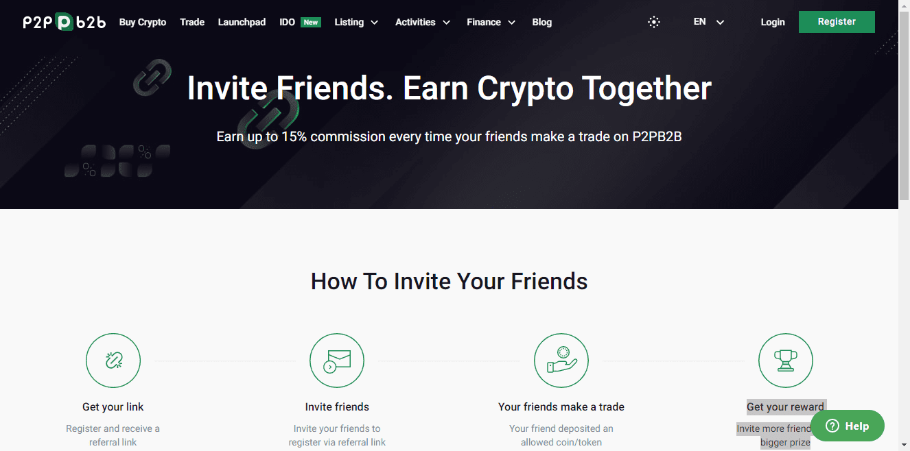 P2PB2B Affiliate Program Review: Up to 40% Commission of Trading Fees