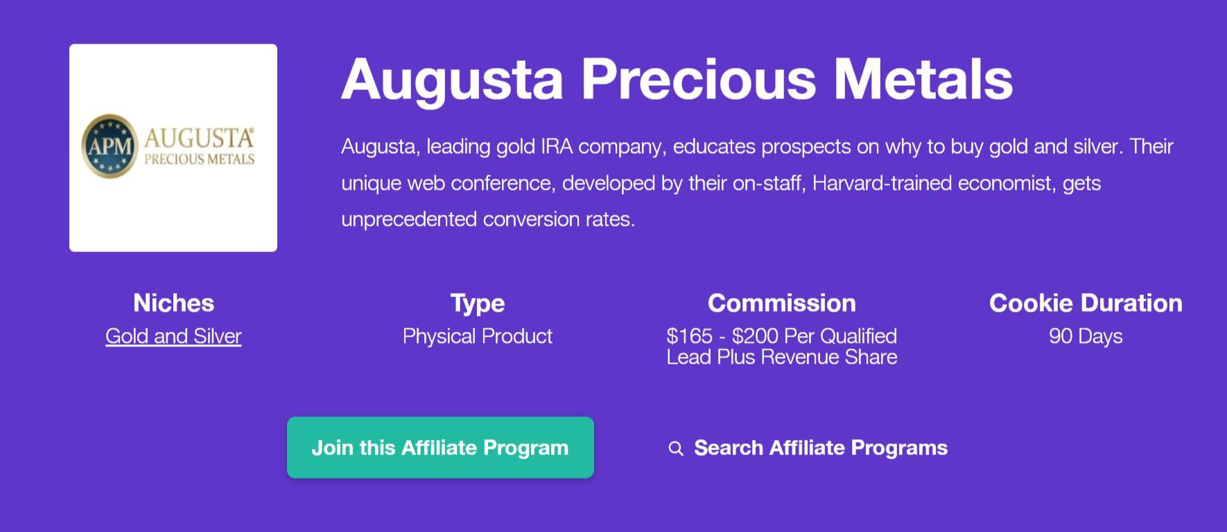 Augusta Precious Metals Affiliate Program