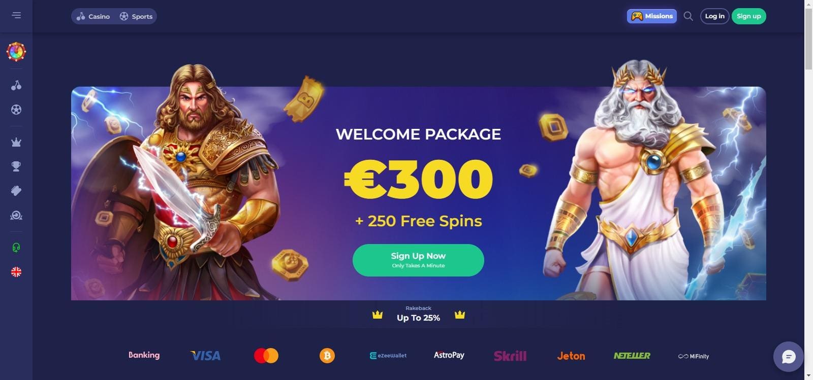 Bruno Casino Review: WELCOME PACKAGE €300 + 250 Free Spins
