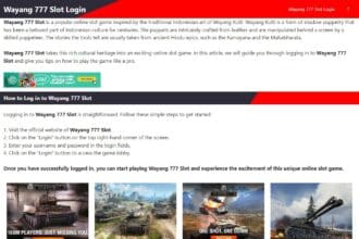 Wayang 777 Slot Login : Step By Step Guide 2023 Updated