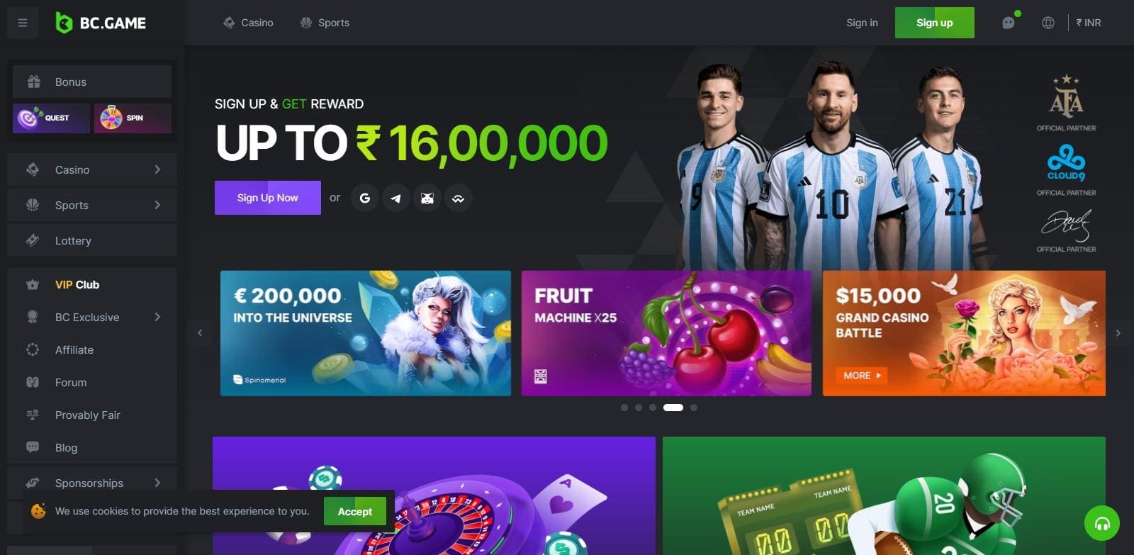 BC.Game Casino Review: Vbet Offers Cash-backs up to 10%