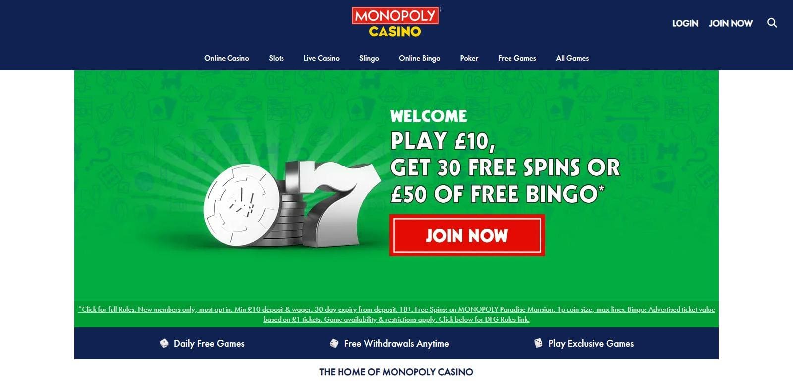 Monopoly Casino Review: Get 30 Free Spins