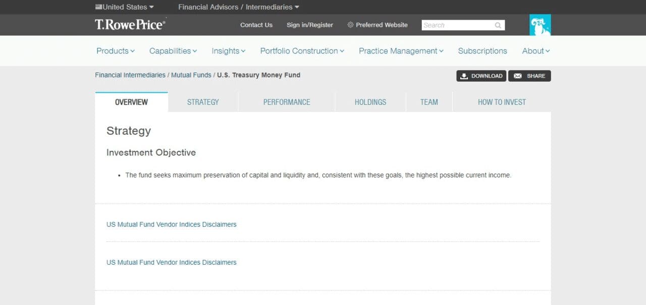 T. Rowe Price U.S. Treasury Money Fund Z (PRTXX)