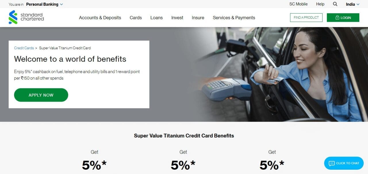 Standard Chartered Super Value Titanium Credit Card (Best Money Back Credit Cards)