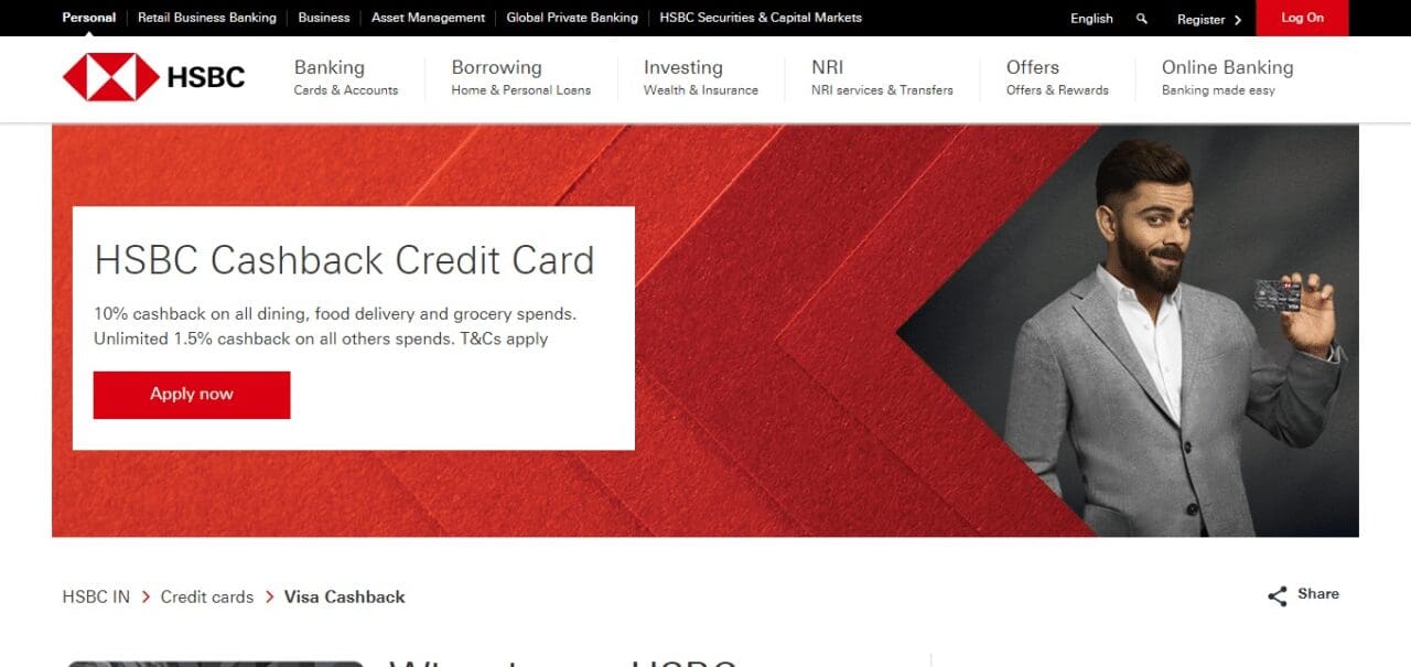 HSBC Cashback Credit Card (Best Money Back Credit Cards)
