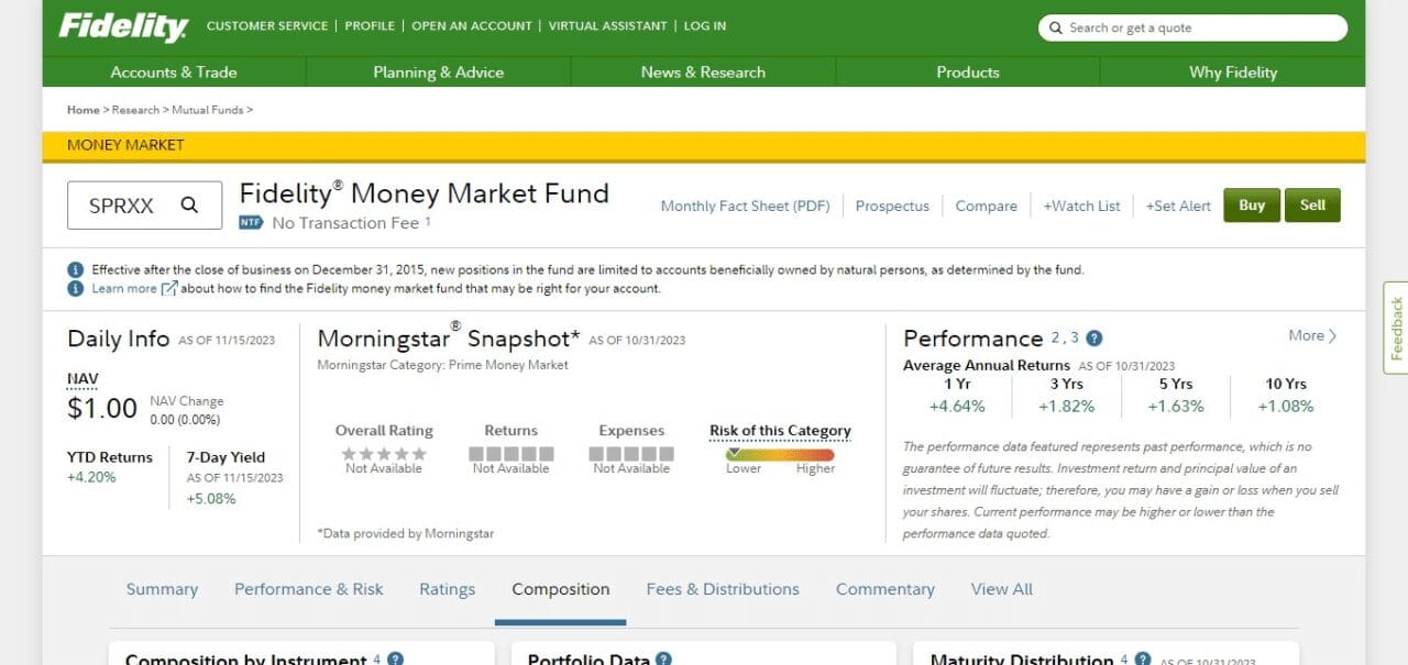 Fidelity Municipal Money Market Fund (FTEXX)