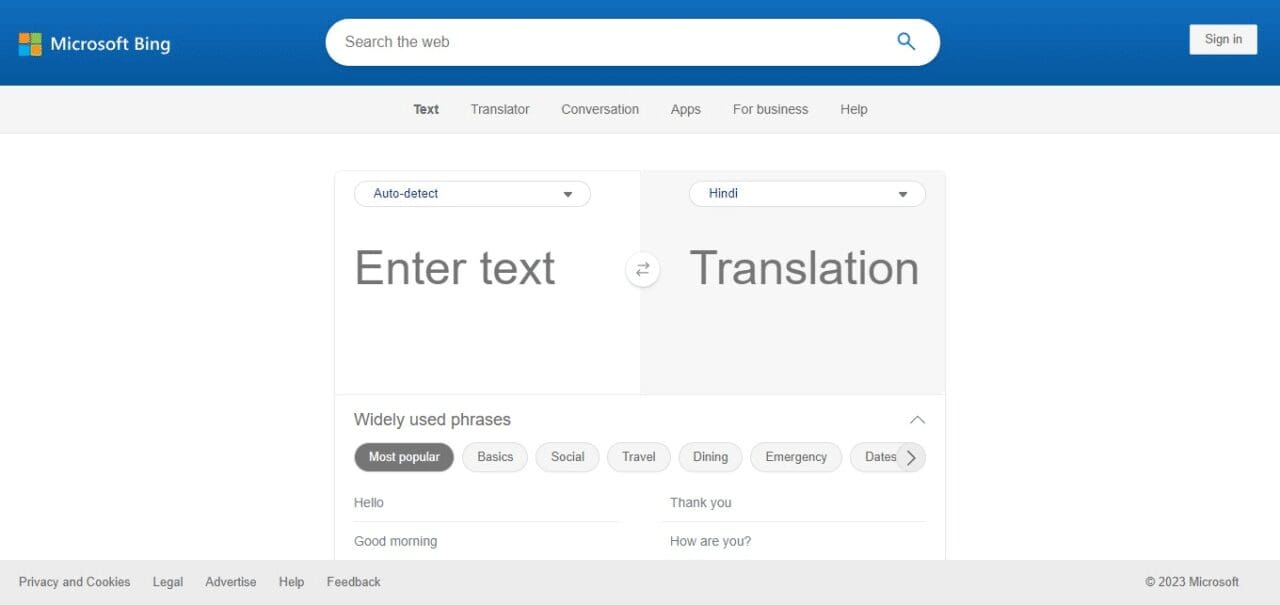 Bing Microsoft Translator