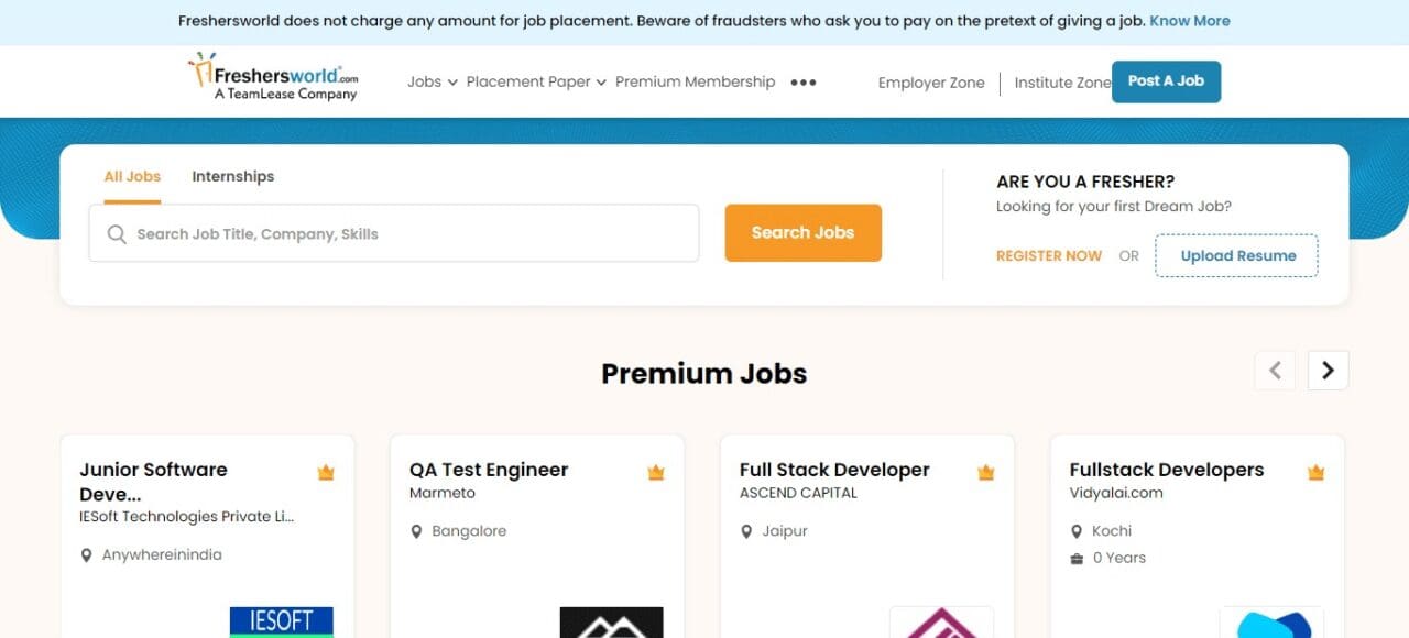 Freshers World (Best Job Portals In India)