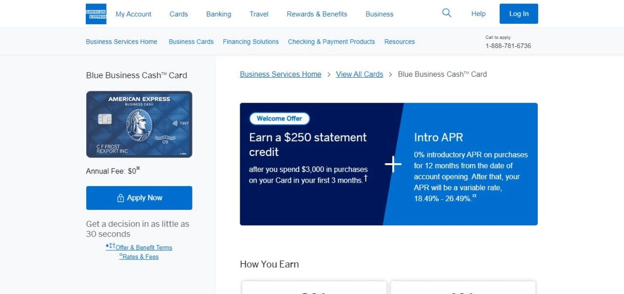 American Express Blue Business Cash Card (Best Business Credit Cards)