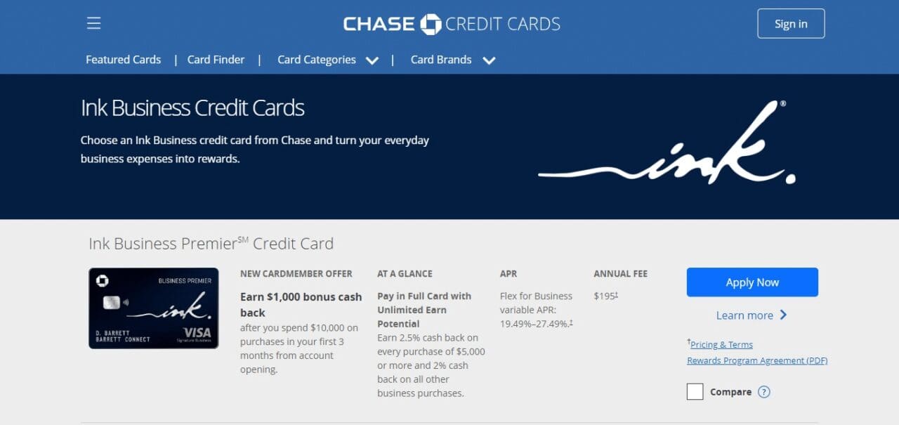 Chase Ink Business Preferred Credit Car