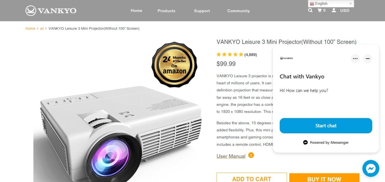 Vankyo Leisure 3 (Best Portable Projectors)
