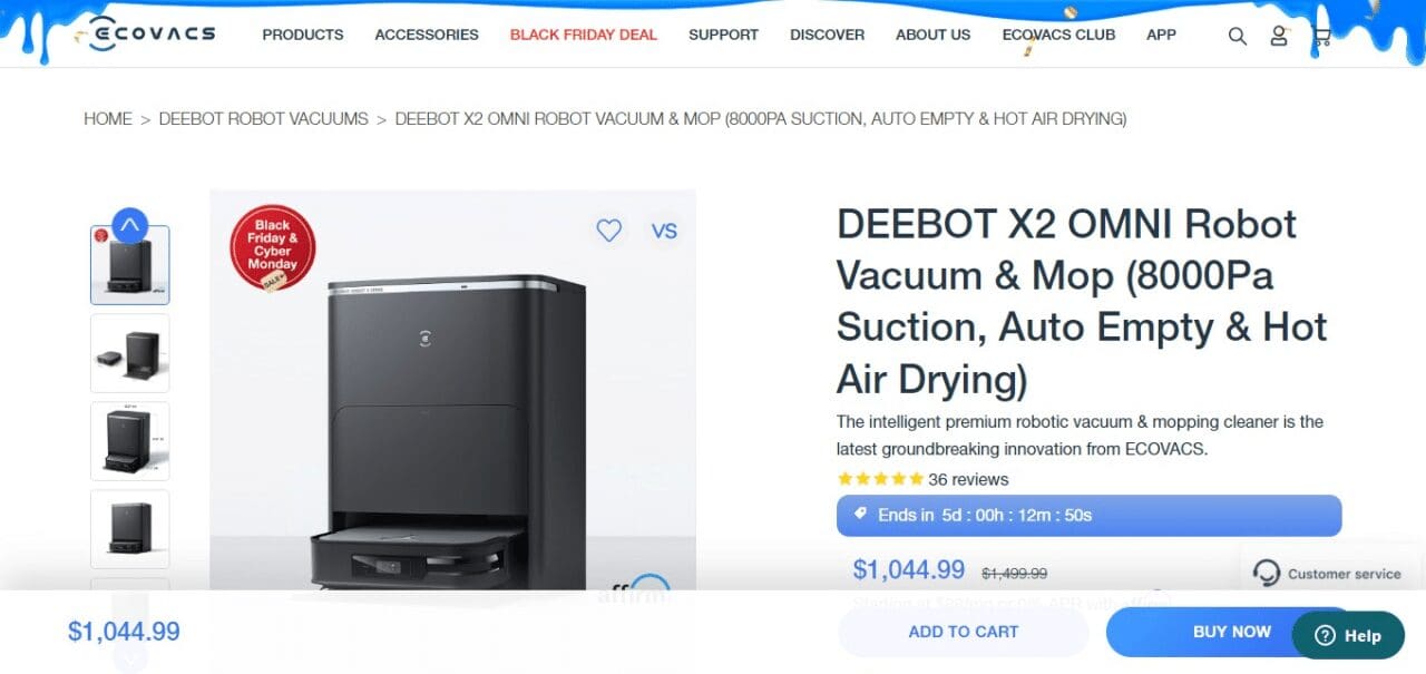 Ecovacs Deebot X2 Omni (Best Robot Vacuum For Pet Hair)