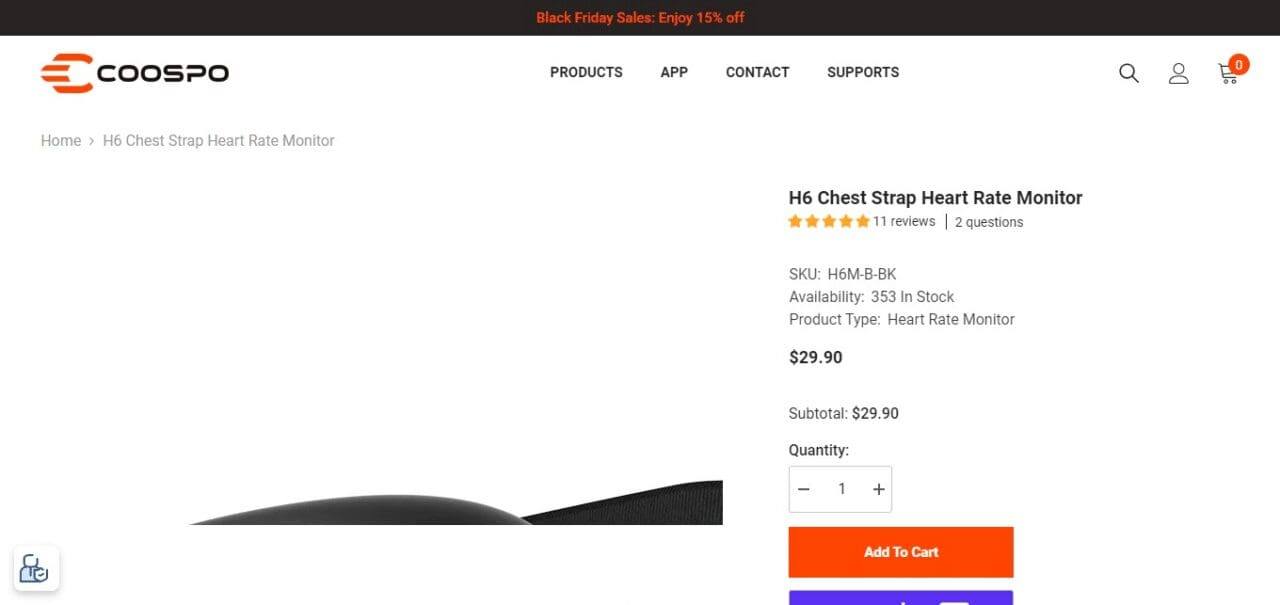 CooSpo H6 Chest Strap Heart Rate Monitor