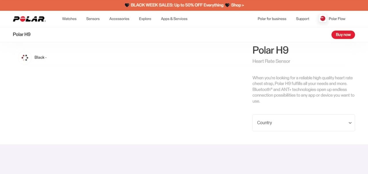 Polar H9 Heart Rate Sensor
