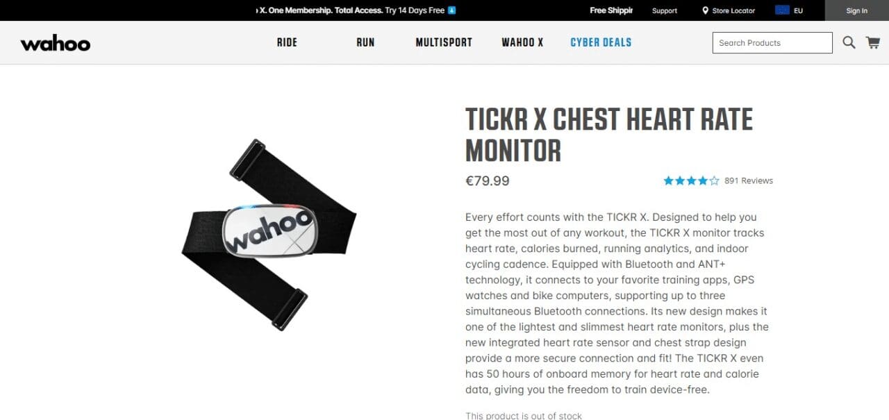 Wahoo TICKR X Chest Heart Rate Monitor (Best Heart Rate Monitor)