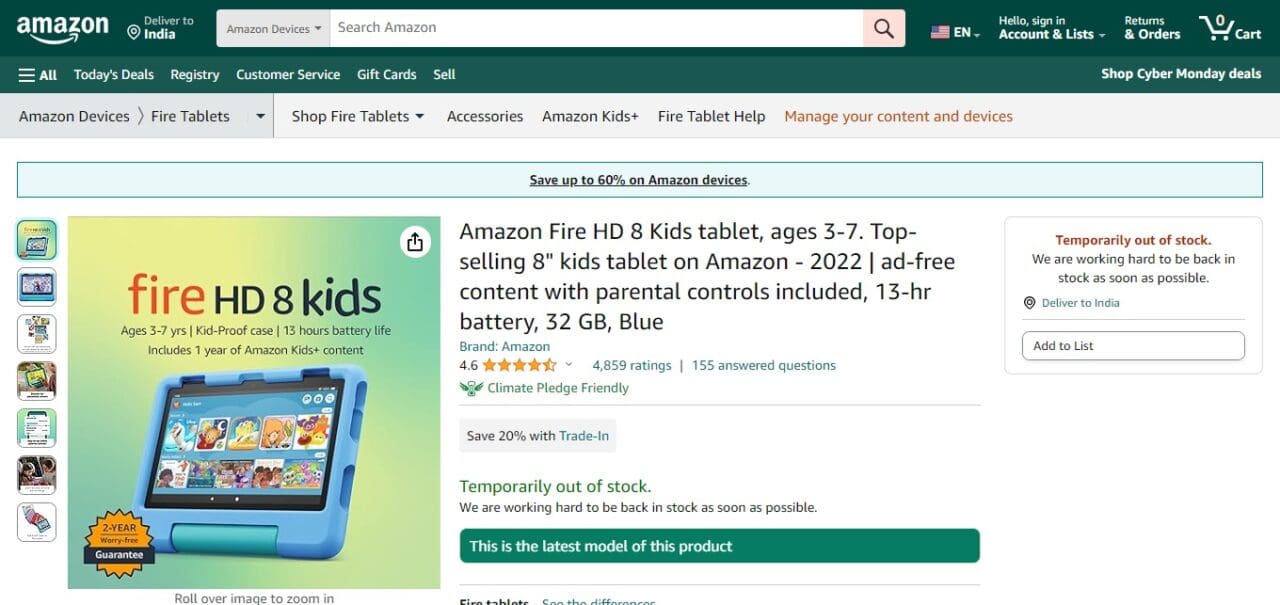 Amazon Fire HD 8 Kids (Best Tablet For Kids)