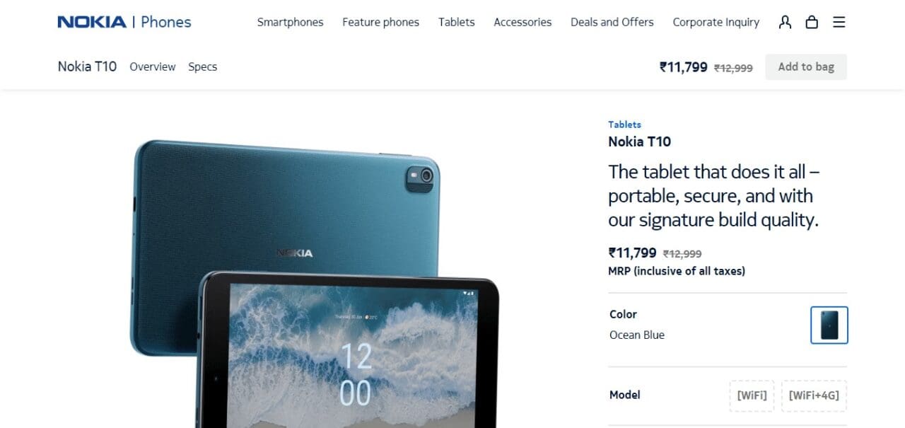 Nokia T10 Tablet (Best Tablet For Kids)