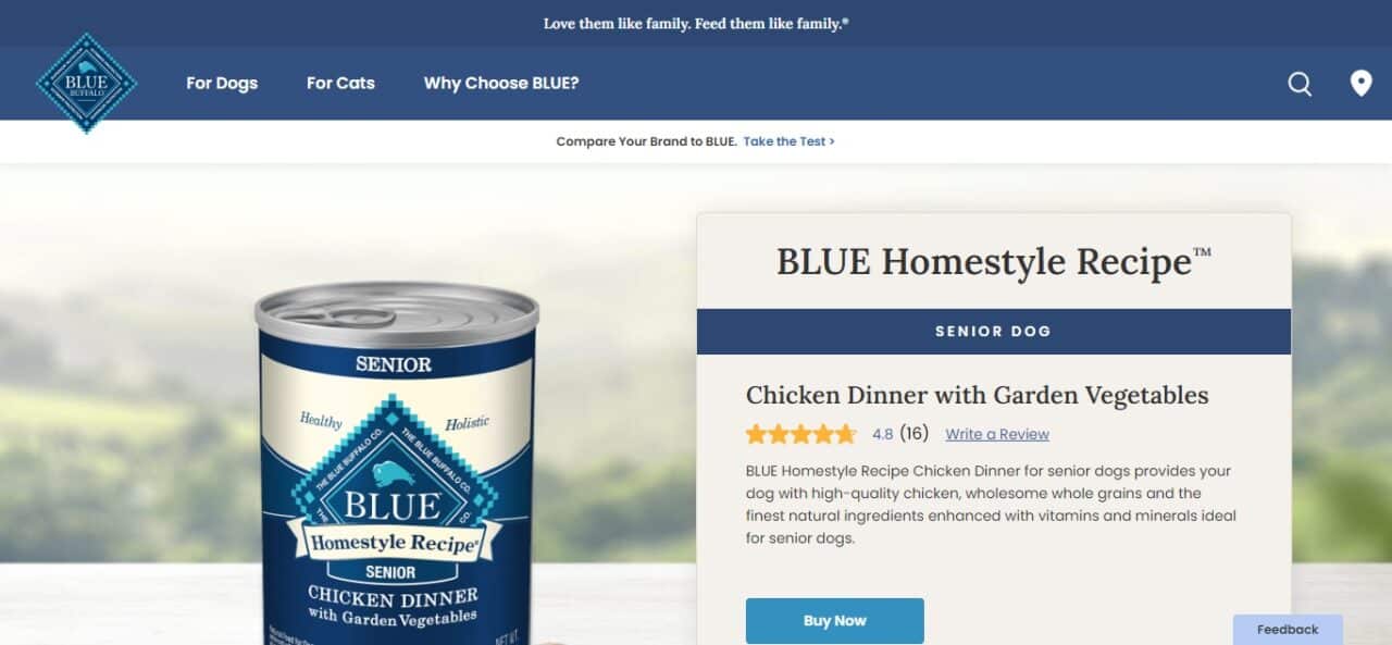 2. Blue Buffalo Homestyle Recipe Senior Dog Food