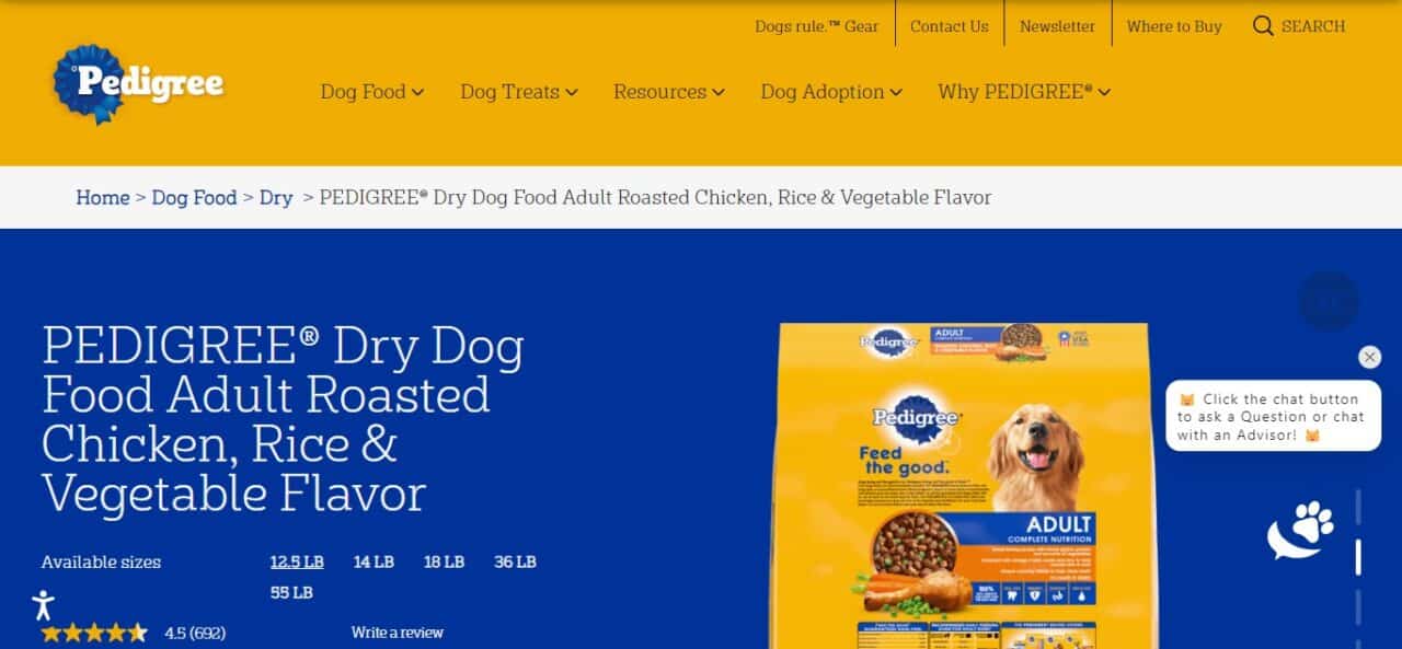 10. Pedigree Healthy Senior Roasted Chicken, Rice & Vegetable Flavor Dry Dog Food