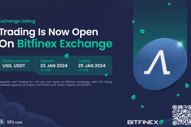 Lif3 Accelerates DeFi Adoption and Innovation with BitFinex Listing