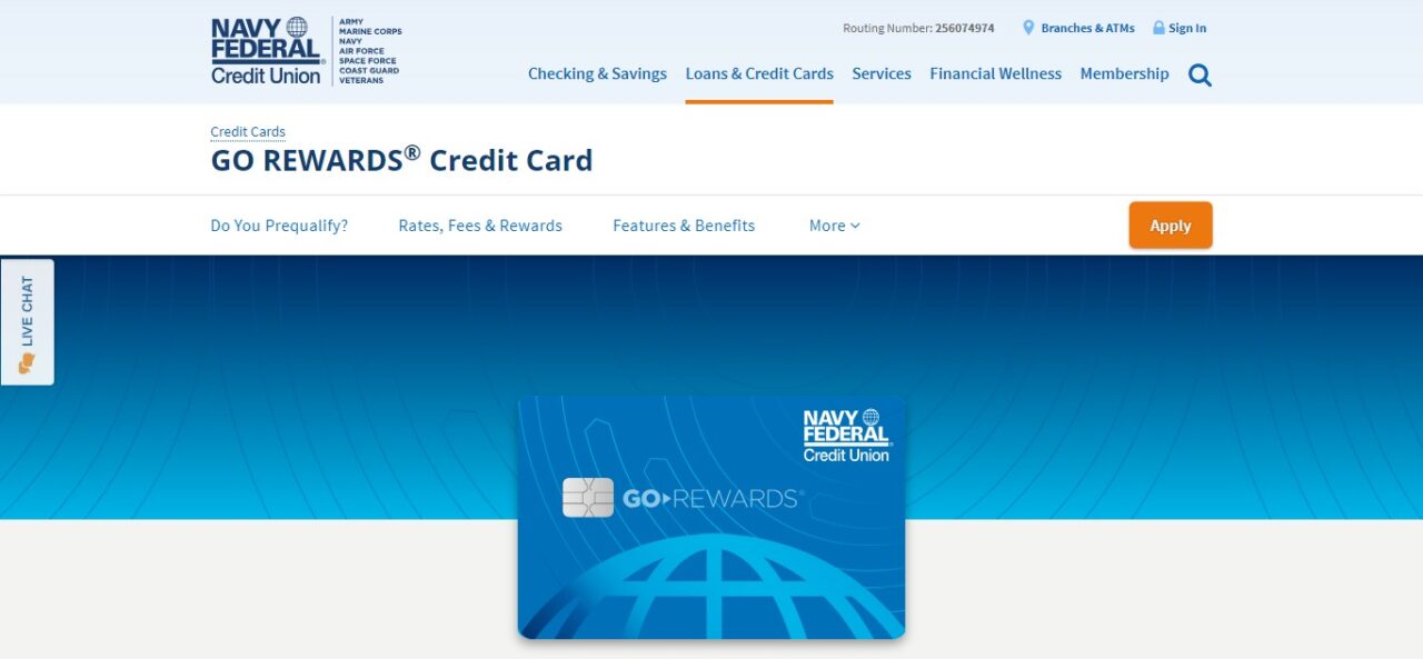 10. Navy Federal Credit Union Go Rewards Credit Card (Best Travel Credit Card No Annual Fee)
