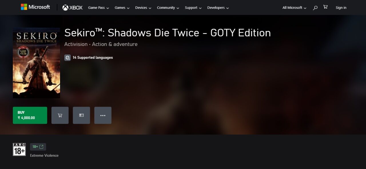 16. Sekiro: Shadows Die Twice (PC, PlayStation, Xbox)
