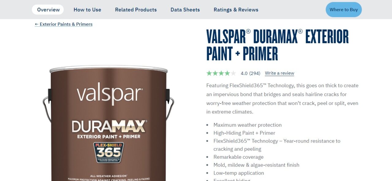 8. Valspar Duramax Exterior Paint