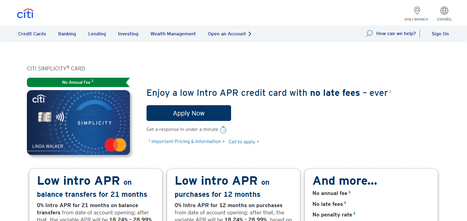 Citi Simplicity® Card