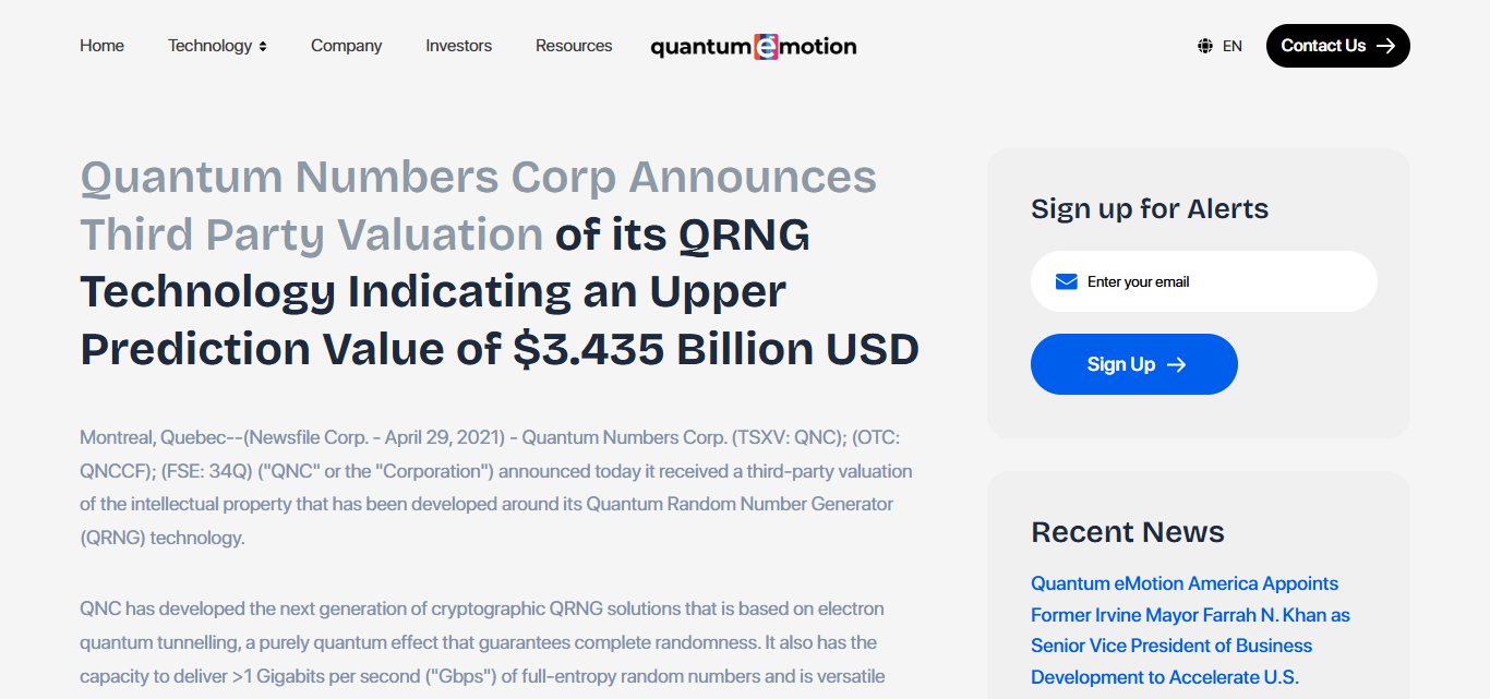 Quantum Numbers Corp