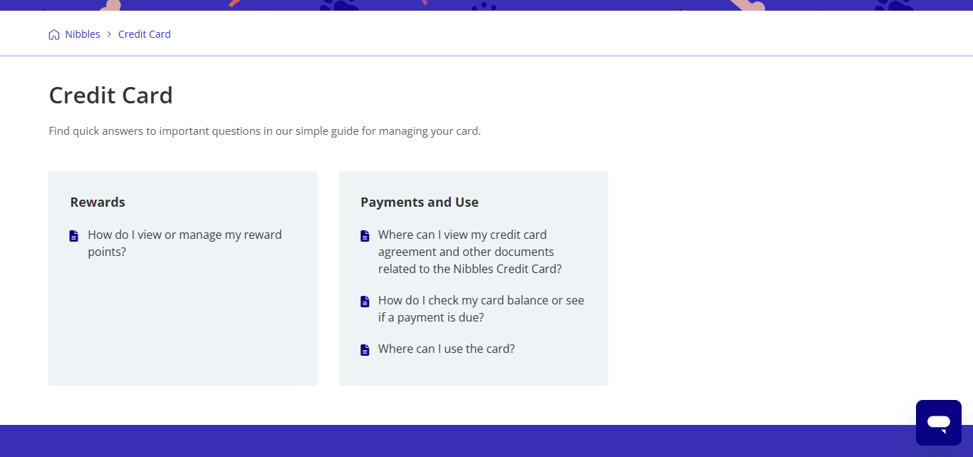 Nibbles Credit Card