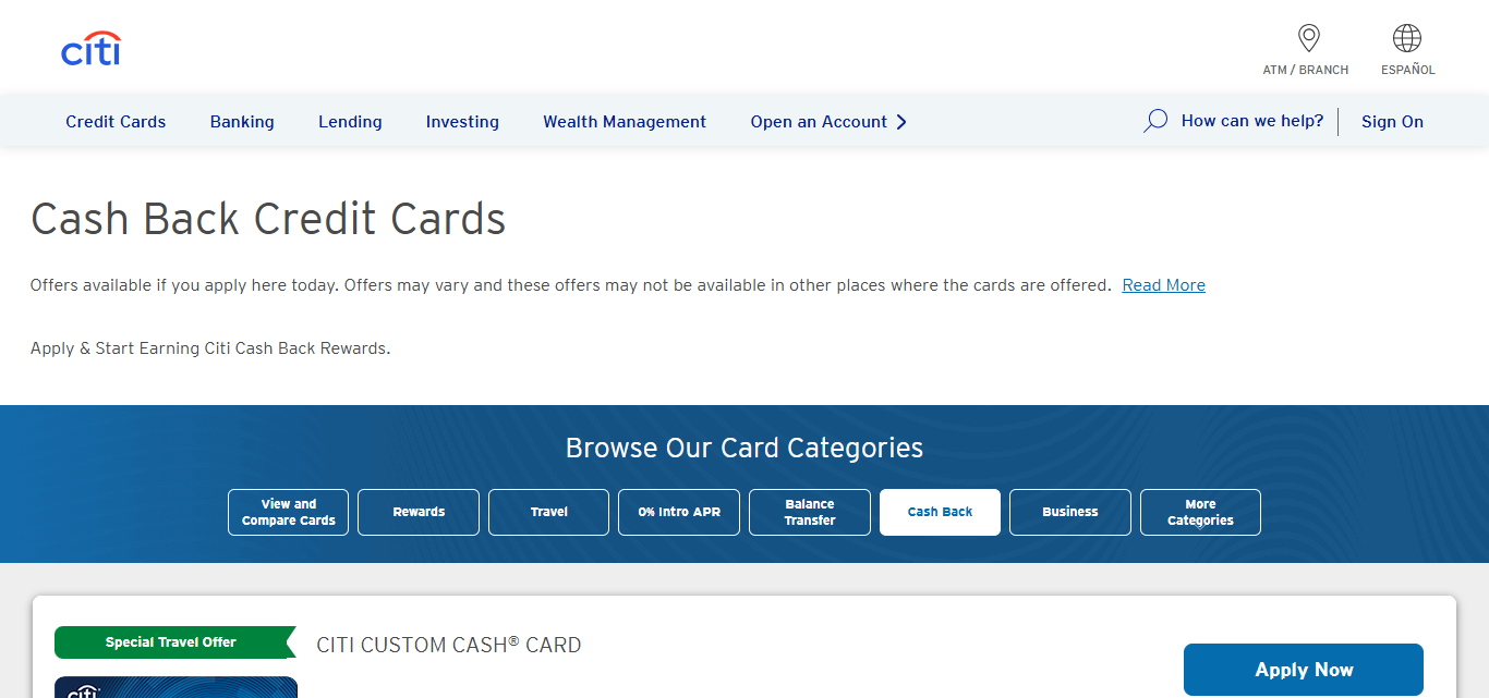 Citibank Cashback Credit Card