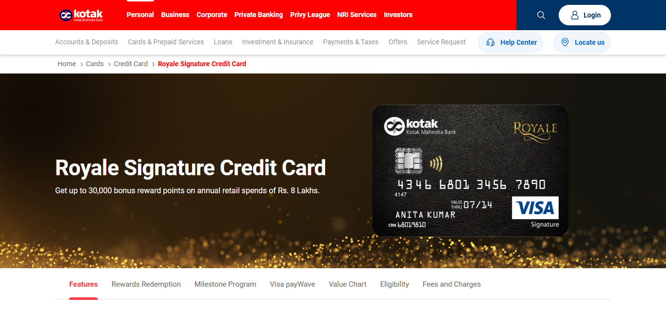 Kotak Royale Signature Card