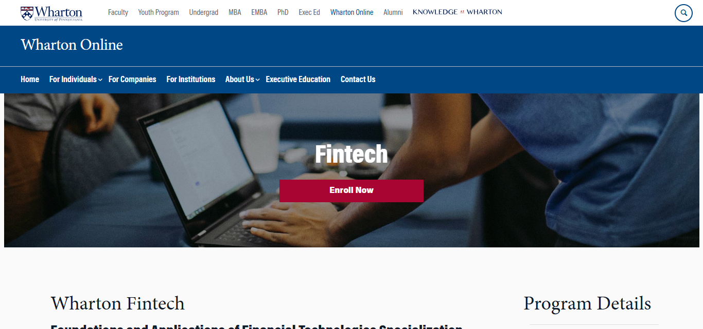 Wharton FinTech Foundations and Applications Specialization