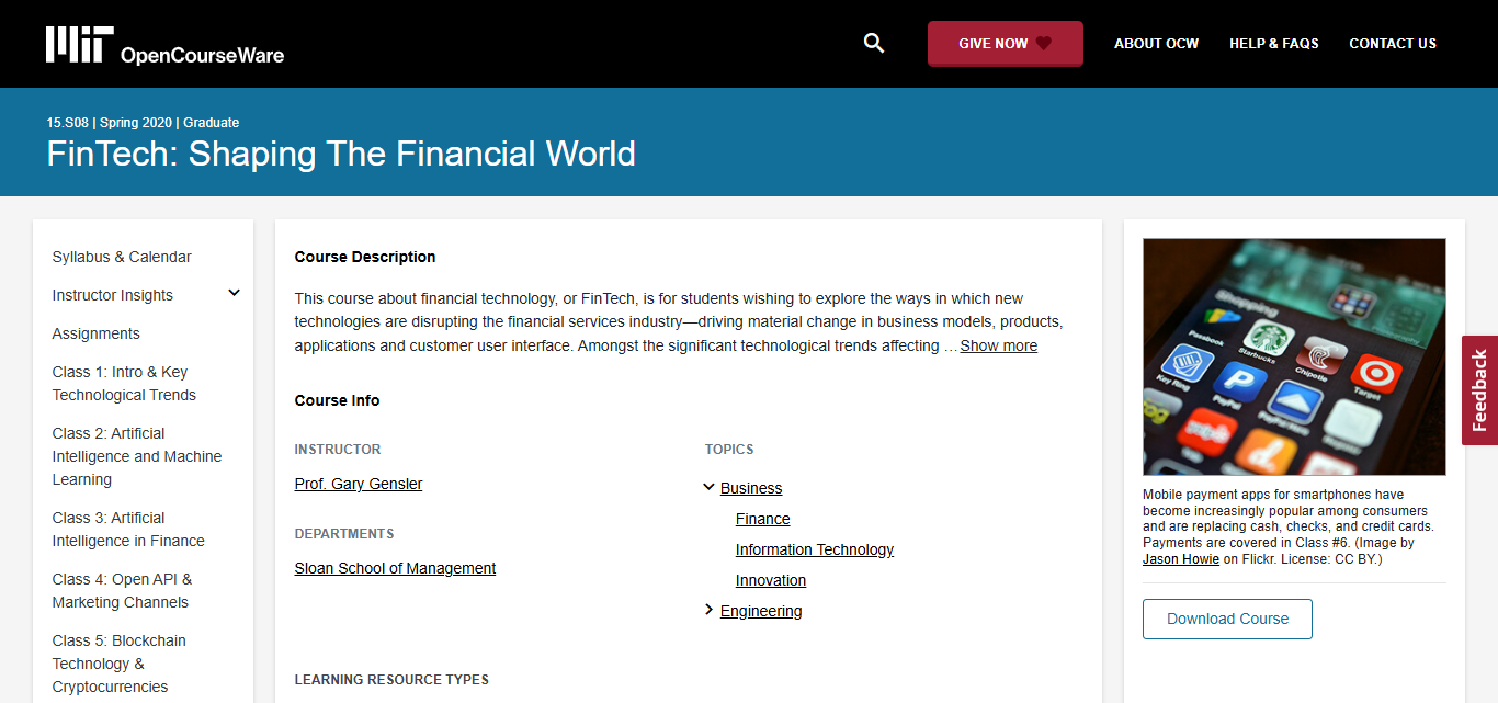 MIT FinTech Certificate Program