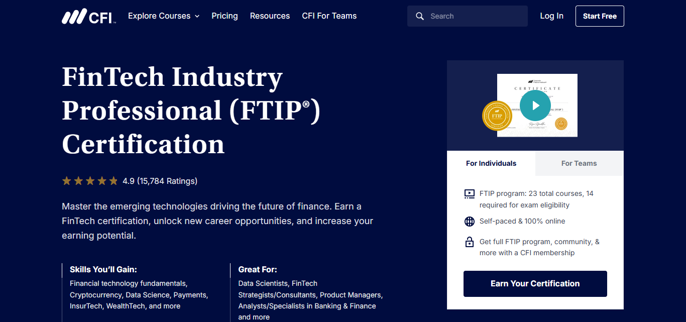 CFI FinTech Industry Professional (FTIP™) Certification
