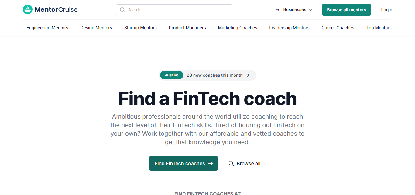 MentorCruise FinTech Certification Coaching