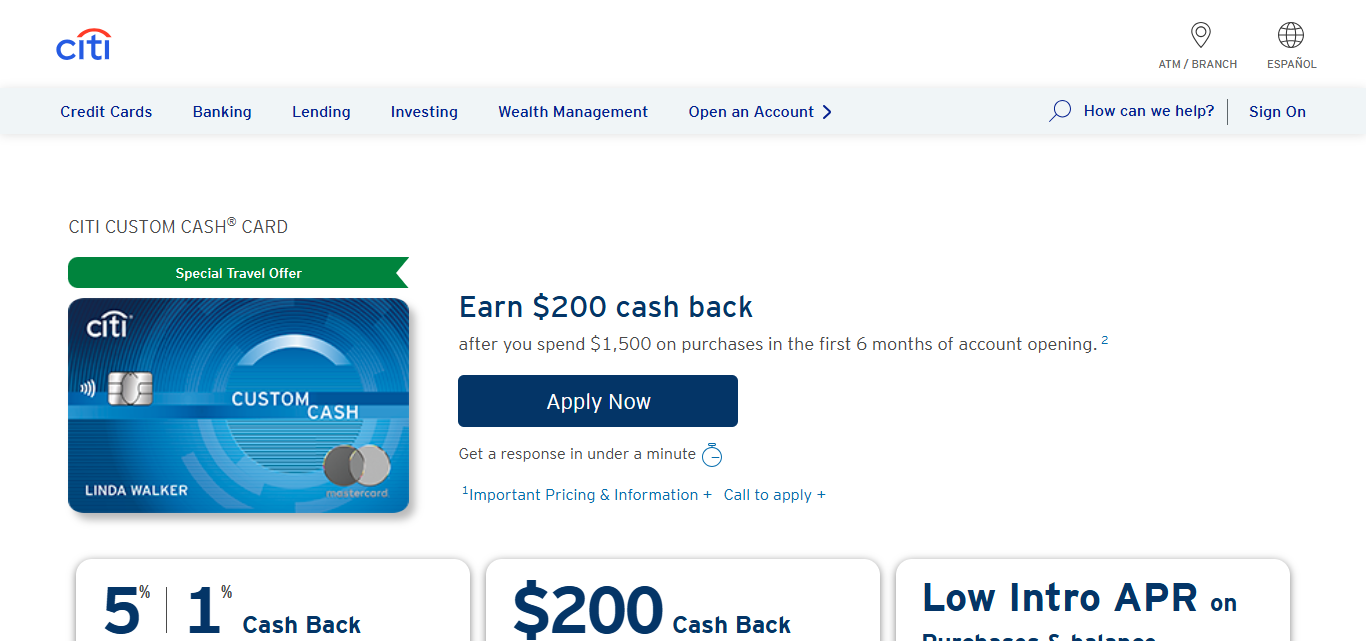 Citi Custom Cash® Card