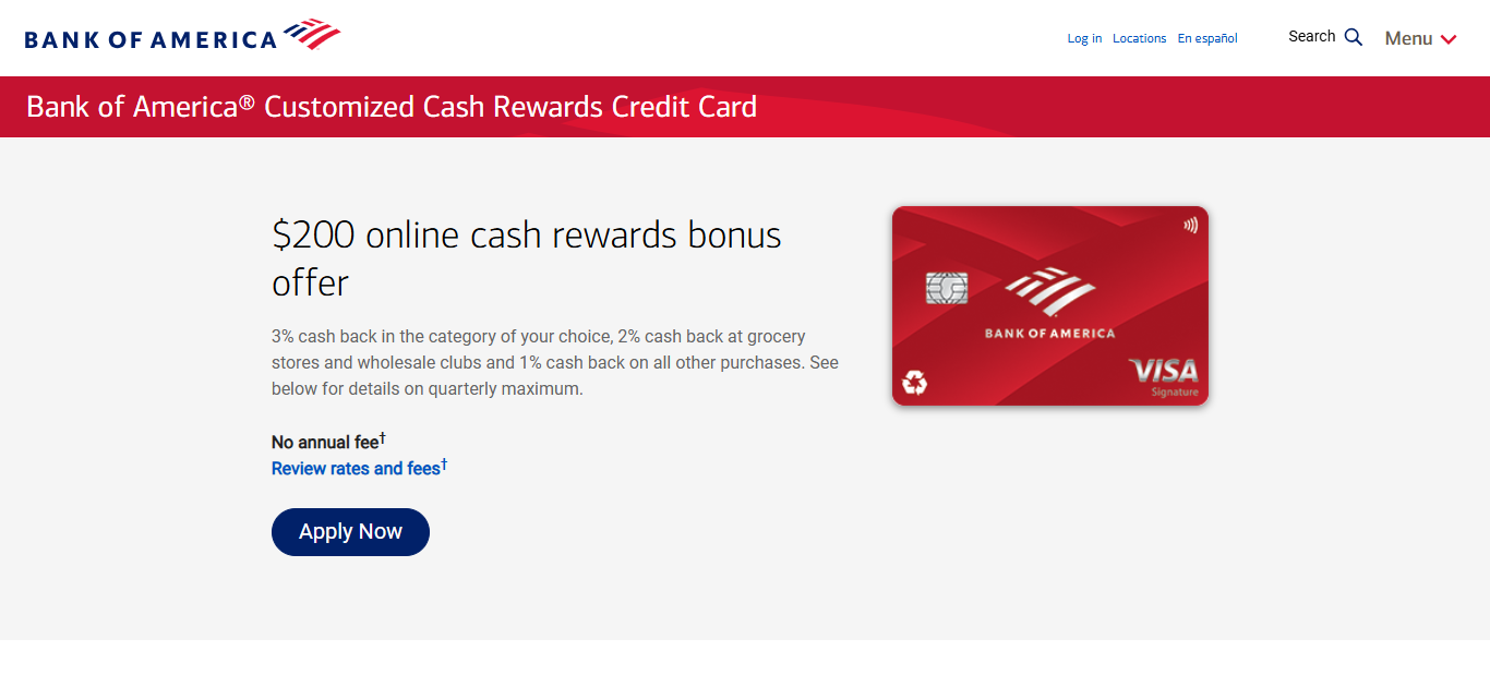 Bank of America® Customized Cash Rewards Credit Card