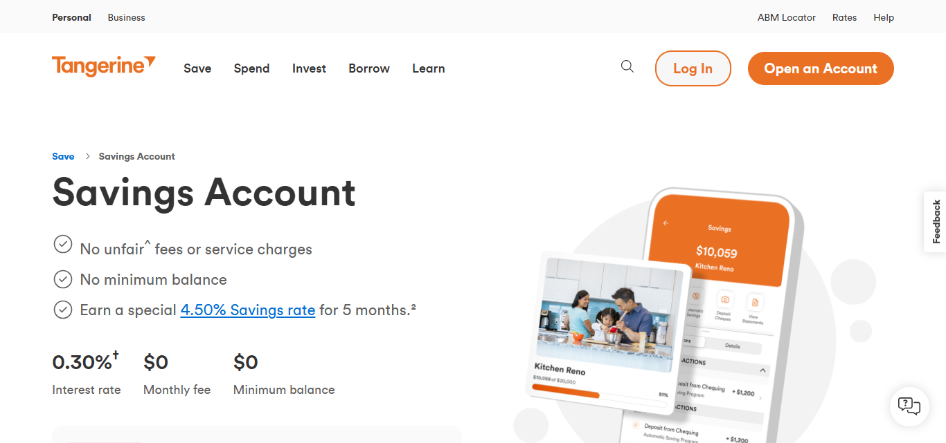 Tangerine Savings Account