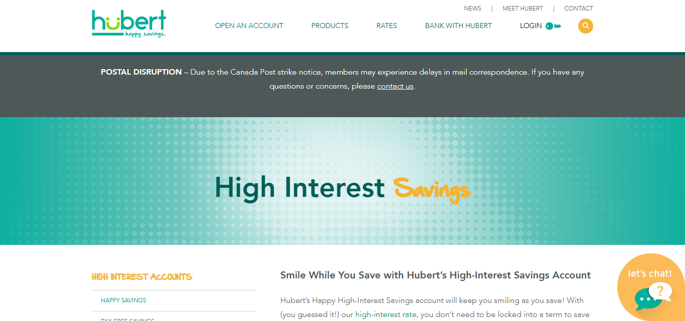 Hubert Financial Happy High-Interest Savings Account