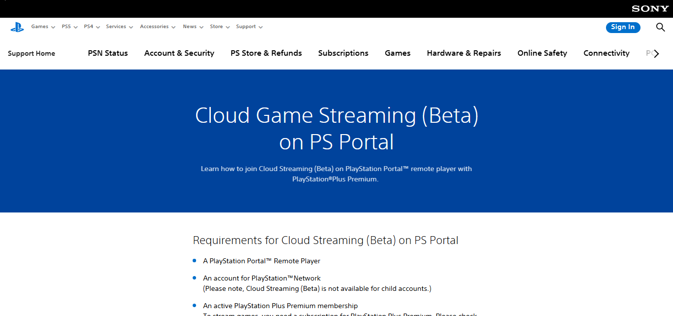 PlayStation Plus Cloud Streaming