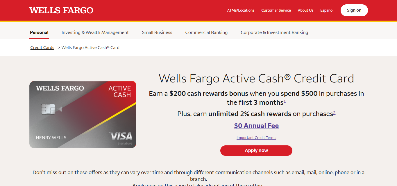 Wells Fargo Active Cash® Card