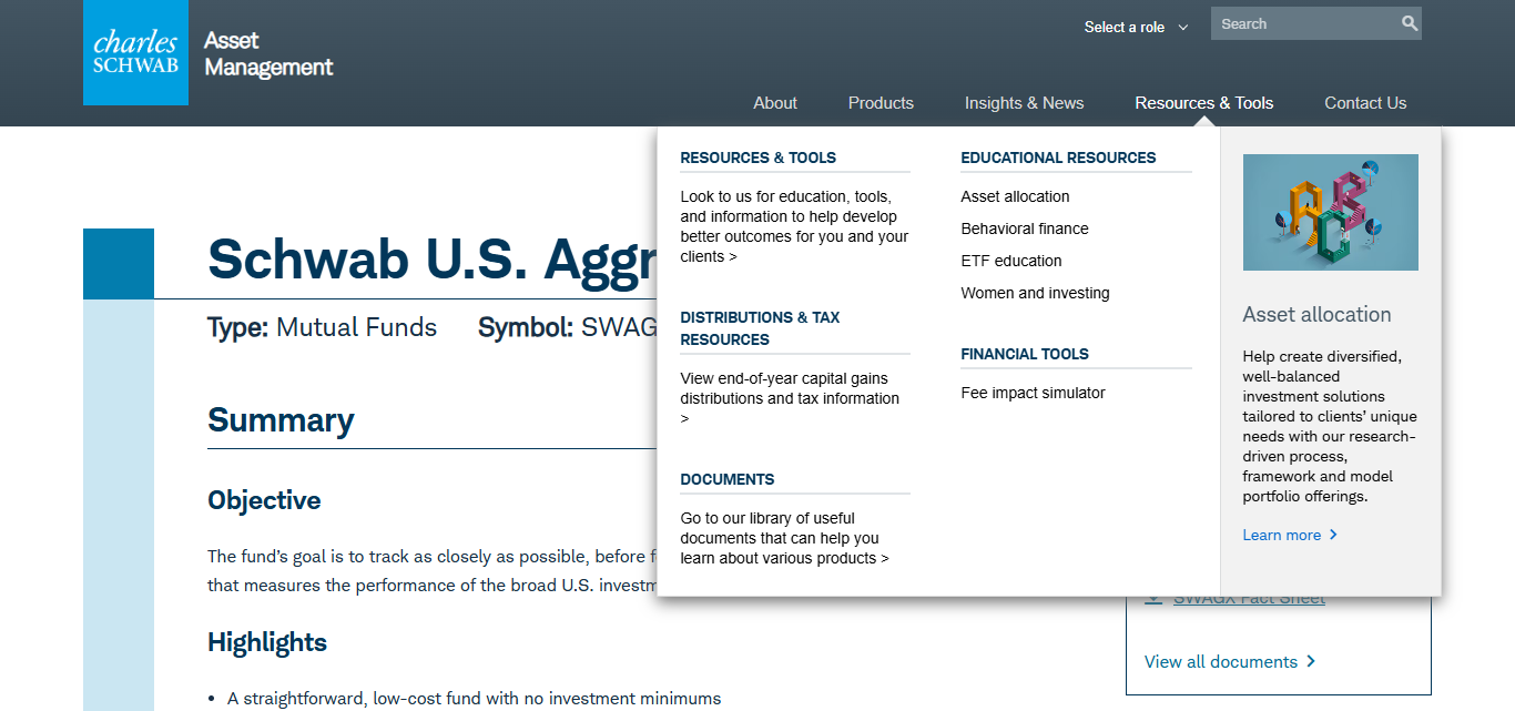 Schwab U.S. Aggregate Bond Index Fund (SWAGX)