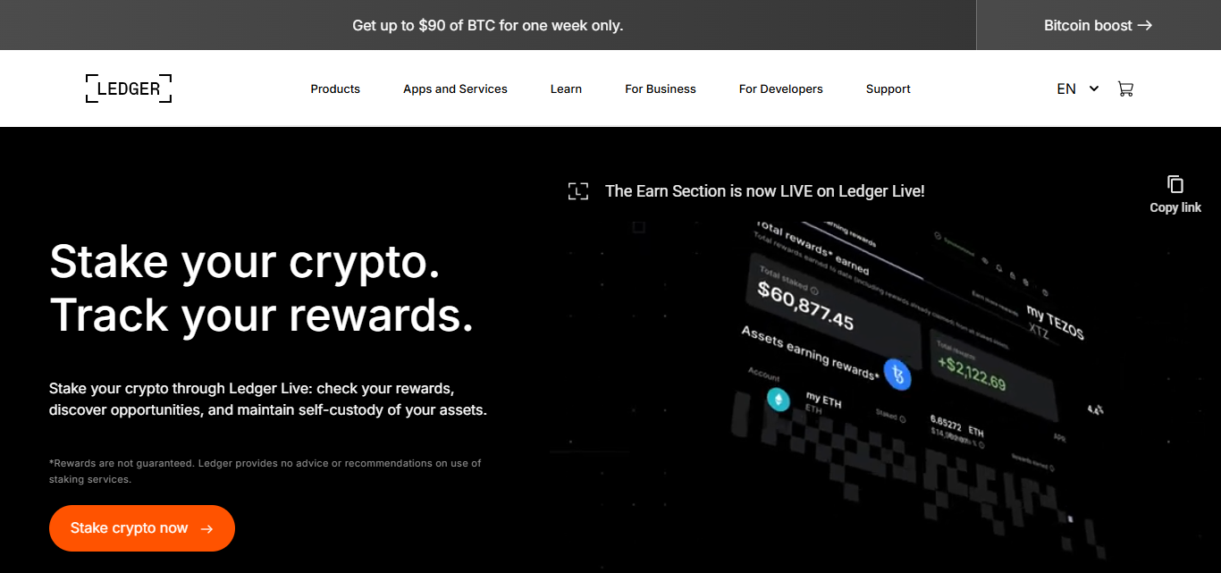 Staking via Ledger Wallet