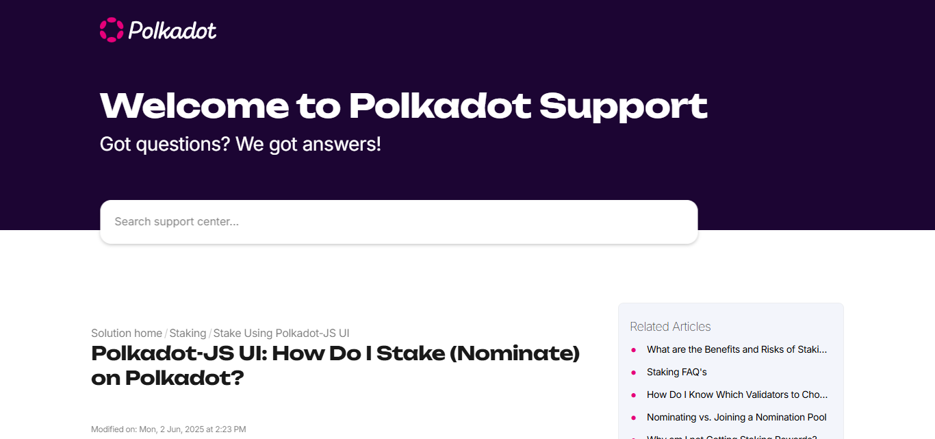 Nominating via Polkadot-JS UI