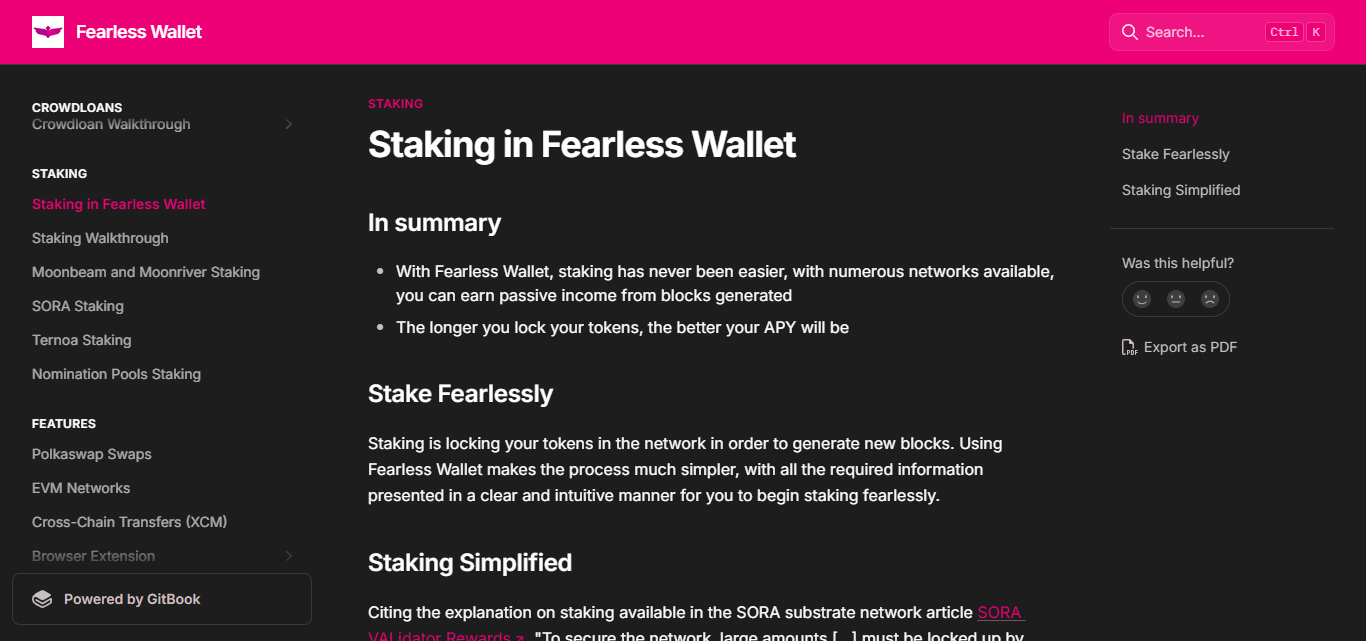 Staking via Fearless Wallet