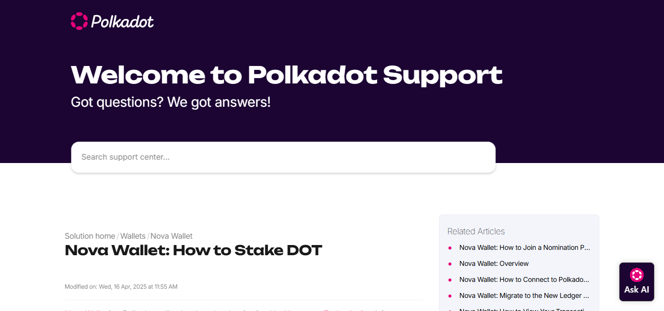 Staking via Nova Wallet