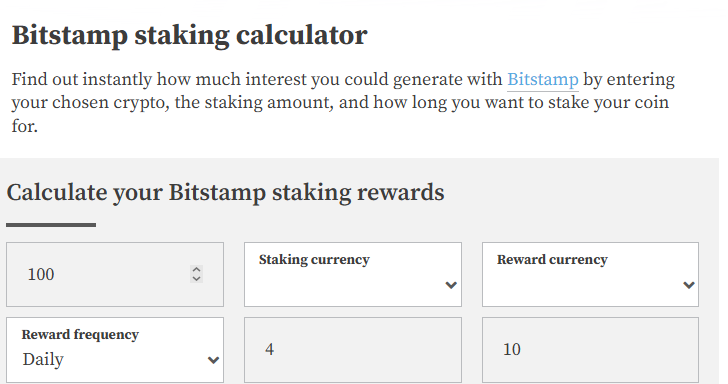 Bitstamp Staking Calculator
